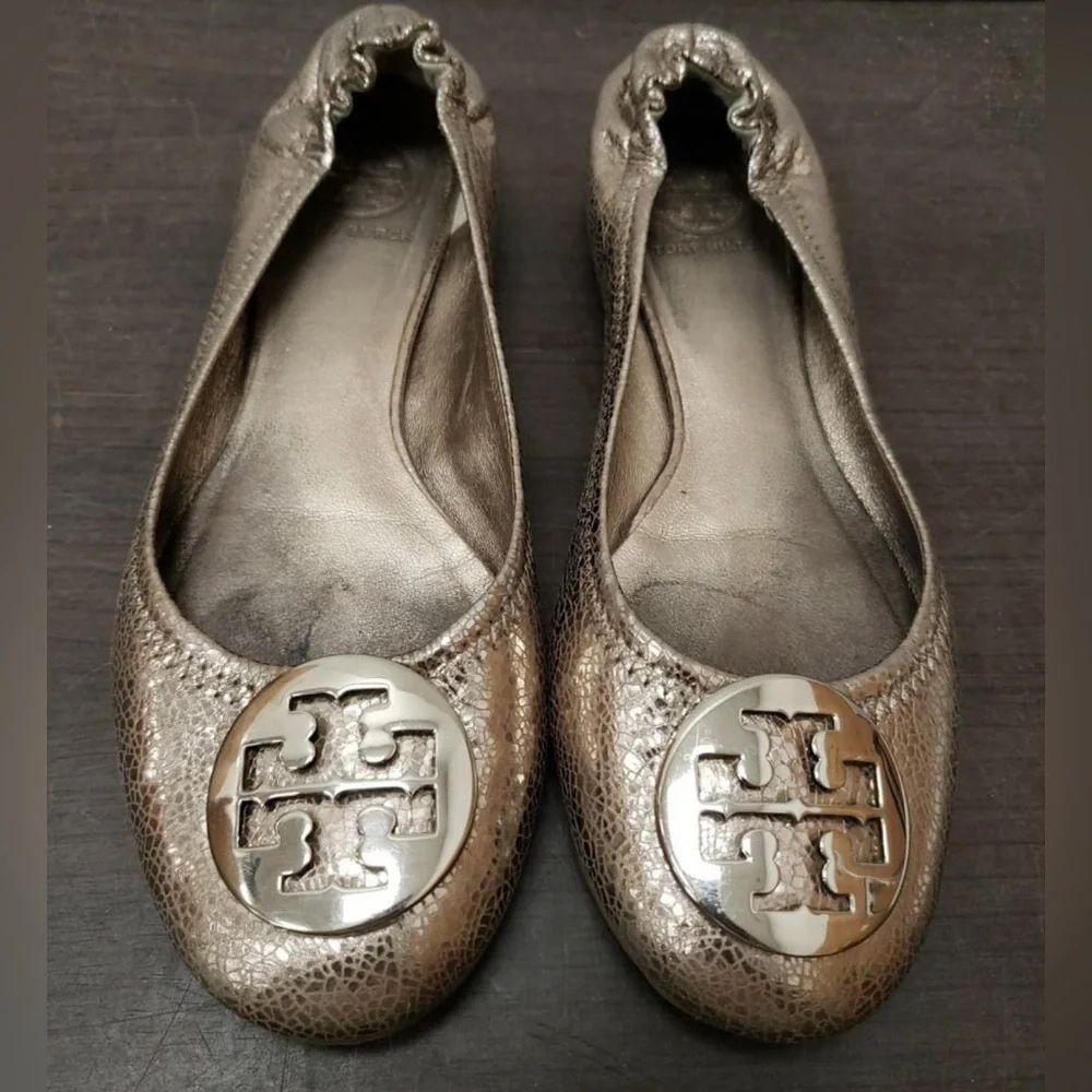 Tory Burch Minnie ballet metallic flats Sz 8 M